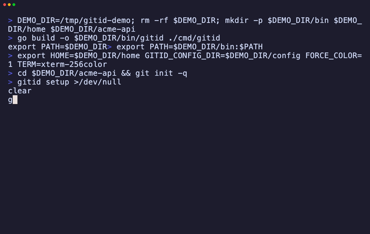 GitID terminal demo
